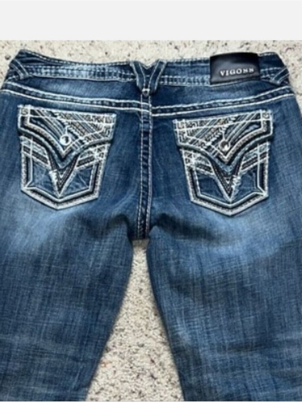 Rhinestone Bling Vigoss Capris Size 9 Faded With Contrast Stitching